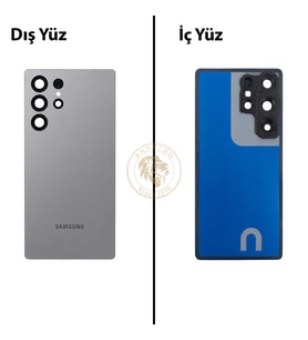 Samsung S25 Ultra Gri Arka Pil Kapağı Batarya Kapağı Lazer Kesim Back Cover