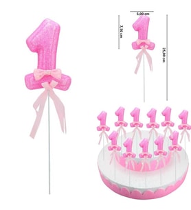 1 Yaş Simli Çubuk Süs, Pembe, 30 Adet (STD)
