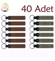 A Kahve & Kül Gri, Firma Açılışında Dağıtılacak Hediye, 40’lı Set, İsimli Anlamlı Deri Anahtarlık
