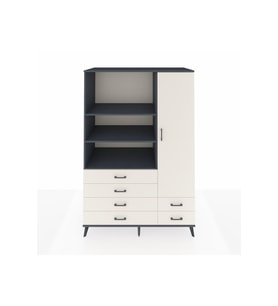 Kronos Dolap 7 Raflı 6 Çekmeceli Tek Kapaklı  132x59x195 Antrasit-Aytaşı/Aytaşı
