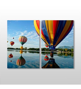 Balon Ve Nehir Manzarası Kanvas Tablo 100x90cm (Karışık)
