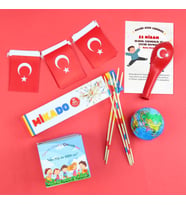 Asma Türk Bayrağı & Türk Bayraklı Balon & Dünya Baskılı Stres Topu & Çocuk Dikim Kiti & Mikado Hediye Seti