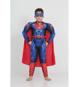 Life For Moda Erkek Çocuk Kaslı Superman Kostümü - Süper Kahraman Kostümü, Parti Kostümü (Mavi)