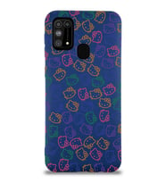 Samsung Galaxy M31 Uyumlu Lansman Kılıf Hello Kitty Tasarımlı İçi Kadife Kapak-Lacivert (Şeffaf)
