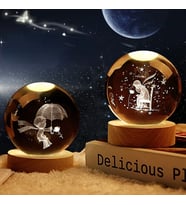 Kişiye Özel Küçük Prens Işıklı Ahşap Kaideli 2'li Cam Küre 8cm*6cm