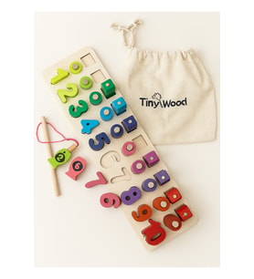 Hamaha Ahşap Manyetik Olta ile Balık Tutma & Sayı Sıralama Oyunu – Montessori Eğitici Oyuncak (12×41 cm)