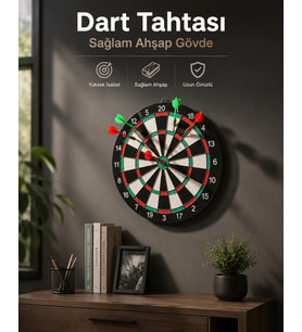 Duvara Monte Sağlam Ahşap Gövdeli Dart Tahtası Ev ve Oyun Alanları İçin 17 İnç