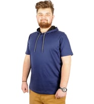 Mode XL Büyük Beden Oversize Tshirt Kapşon Basic 21115 İndigo