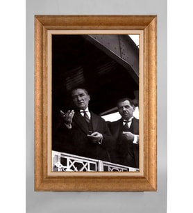 Altın Varaklı Çerçeveli Paspartulu Atatürk Tablo a779 (Gold)
