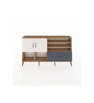 Arges Konsol 7 Raflı Tek Çekmeceli 2 Kapaklı 176x30x99 Çam-Aytaşı/Antrasit