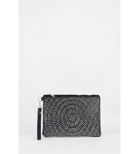Kadın Halka Gümüş Taşlı Süet Bilek Askılı Ve Zincir Askılı Portföy El Ve Clutch Çanta