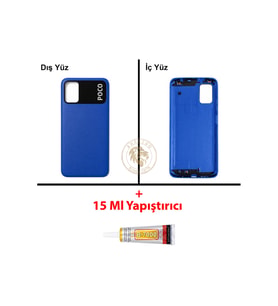 Poco M3 Mavi Arka Pil Kapağı Batarya Kapağı Lazer Kesim Back Cover