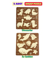 Çocuk Puzzle (Yapboz) Birinci Sınıf Ahşap 2 Parça Eğitici Öğretici Eğlenceli Set