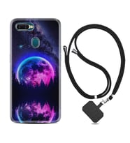 Oppo A5S A15 A16 A54 A55 A73 A74 Kılıf Boyun Askılı Silikon Star Planet 1652