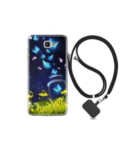Samsung Galaxy J7 Prime J7 Prime 2 Kılıf Desenli Silikon Boyun Askılı Neon Butterflys 1309