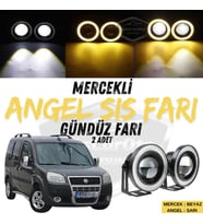 Fiat Doblo D2 2005-2010 Uyumlu Mercekli Angel Sis Farı Metal 76 mm Sarı Halkalı Gündüz Farı 2 Adet