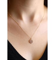 Minimal Yaşam Çiçeği Altın Kolye (Sarı)