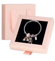 Forentina Gökkuşağı Figürlü Charm Bileklik-Özel Pembe Kutusunda Hediye Set PS3480