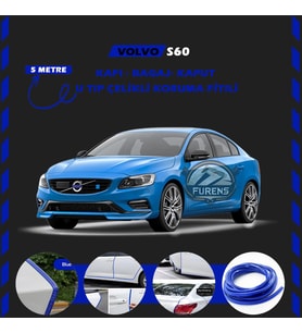 Volvo S60 Oto Araç Kapı Koruma Fitili 5metre Parlak Mavi Renk