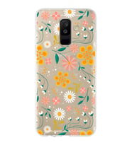 Samsung Galaxy A6 Plus (2018) Uyumlu Kapak Çiçek Tasarımlı Şeffaf Silikon Kılıf