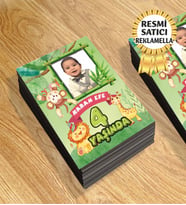 Safari Temalı Kişiye Özel Resimli Doğum Günü Magneti  8x6  Cm 10 Adet (Yeşil)