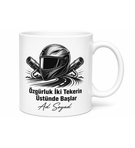 Motosiklet Aşığı İki Teker Tutkununa Kask Egzoz Asfalt Ruhu Kupa Bardak Hediye