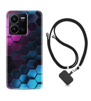 Vivo Y35 Kılıf Resimli Boyun Askılı İpli Desenli Silikon Series Petek 1825