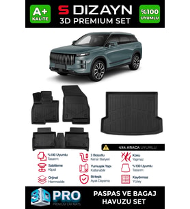 Jaecoo J7 4X4 3D Pro Havuzlu Paspas ve Bagaj Havuzu Seti (2'li SET) 2024 Üzeri A+ Kalite