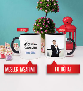 Öğretim Görevlisi Kupa Bardak Siyah Fotoğraflı