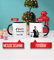 Öğretim Görevlisi Kupa Bardak Siyah Fotoğraflı
