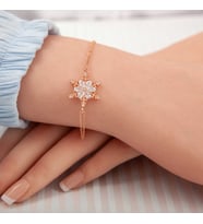 925 Ayar Gümüş Rose Kar Çiçeği Kadın Bileklik