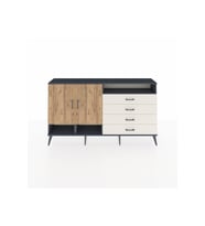 Arges Konsol 5 Raflı 4 Çekmeceli 2 Kapaklı 176x30x99 Antrasit-Çam/Aytaşı