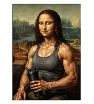 Kaslı Mona Lisa Bıyıklı Sporcu Kadın Dekoratif Kanvas - Mdf Ahşap Tablo