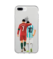 Iphone 7 Plus / 8 Plus Uyumlu Lionel Messi ve Cristiano Ronaldo Desenli Şeffaf Telefon Kılıfı