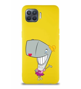 Oppo Reno 4 Lite Soft Premier Kapak Pearl Yengeç Tasarımlı Silikon Kılıf - Sarı (Şeffaf)