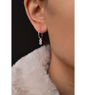 Papatya Silver 925 Ayar Gümüş Zirkon Taşlı Sonsuzluk Halka Küpe (Rodyum)