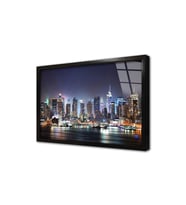 New York Gece Çerçeveli Cam Tablo