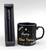 Yılbaşına Özel Siyah Touch Roller Kalem & Happy New Years Kupa Hediye Seti