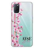 Oppo Çizgi Çiçek Tasarımlı Şeffaf Telefon Kılıfı