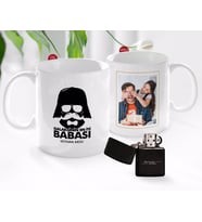 BK Gift Kişiye Özel Babalar Günü Hediyesi Fotoğraflı Kupa Bardak ve Benzinli Çakmak Seti-54 (Model 1)