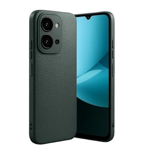 Coverzone Xiaomi Redmi 15C ile uyumlu Kılıf Deri Görünümlü Thermax Silikon kılıf Kamera Korumalı Kompakt Tasarım Redmi 15C 5G için Deri Görünüm Kapak Koyu Yeşil