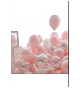 Pembe Balon DOĞUM GÜNÜ PARTİ SÜSLERİ Makaron Pembe Gümüş Konfetili Şeffaf Balon Seti 20 Adet