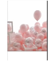 Pembe Balon DOĞUM GÜNÜ PARTİ SÜSLERİ Makaron Pembe Gümüş Konfetili Şeffaf Balon Seti 20 Adet