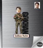 Kişiye Özel Asker İsimli Erkek Ahşap Magnet -1