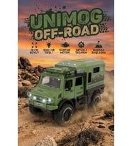 Işıklı ve Sesli Unimog Tarzı Off-Road Karavan Jeep - 18 CM Sürtmeli Safari Kamp Aracı