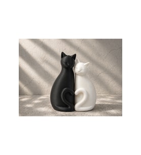 2'li Set Modern Kedi Biblo, Minimalist Kedi Çifti 12x13 CM 2 Renkli Dekorasyon Dekoratif Kedi figürü Yeni