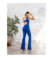 Saks Mavi Arkası Büzgülü ( Scrunch Butt ) İspanyol Paça Spor Tayt Tulum