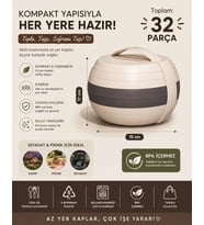 32 Parça 6 Kişilik Taşınabilir Küre Piknik Seti