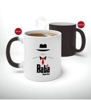 BK Gift Kişiye Özel Babalar Günü Hediyesi Baba Godfather Tasarımlı Sihirli Kupa Bardak-17 (Beyaz)