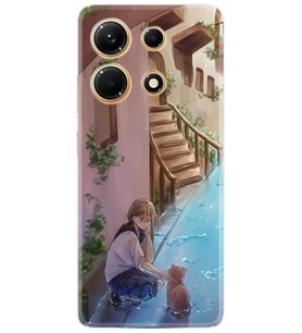 Infınıx Note 30 Pro Kılıf Desenli Silikon Platinium Series Cat And Girl 1808